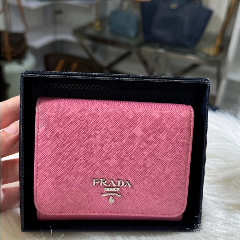Authantic Prada Pink Trifold Hand Wallet